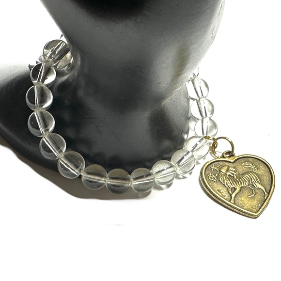 Chinese Horoscope Astrology Dog Charm Bracelet Clear Round Beads Stretch - Picture 4 of 4